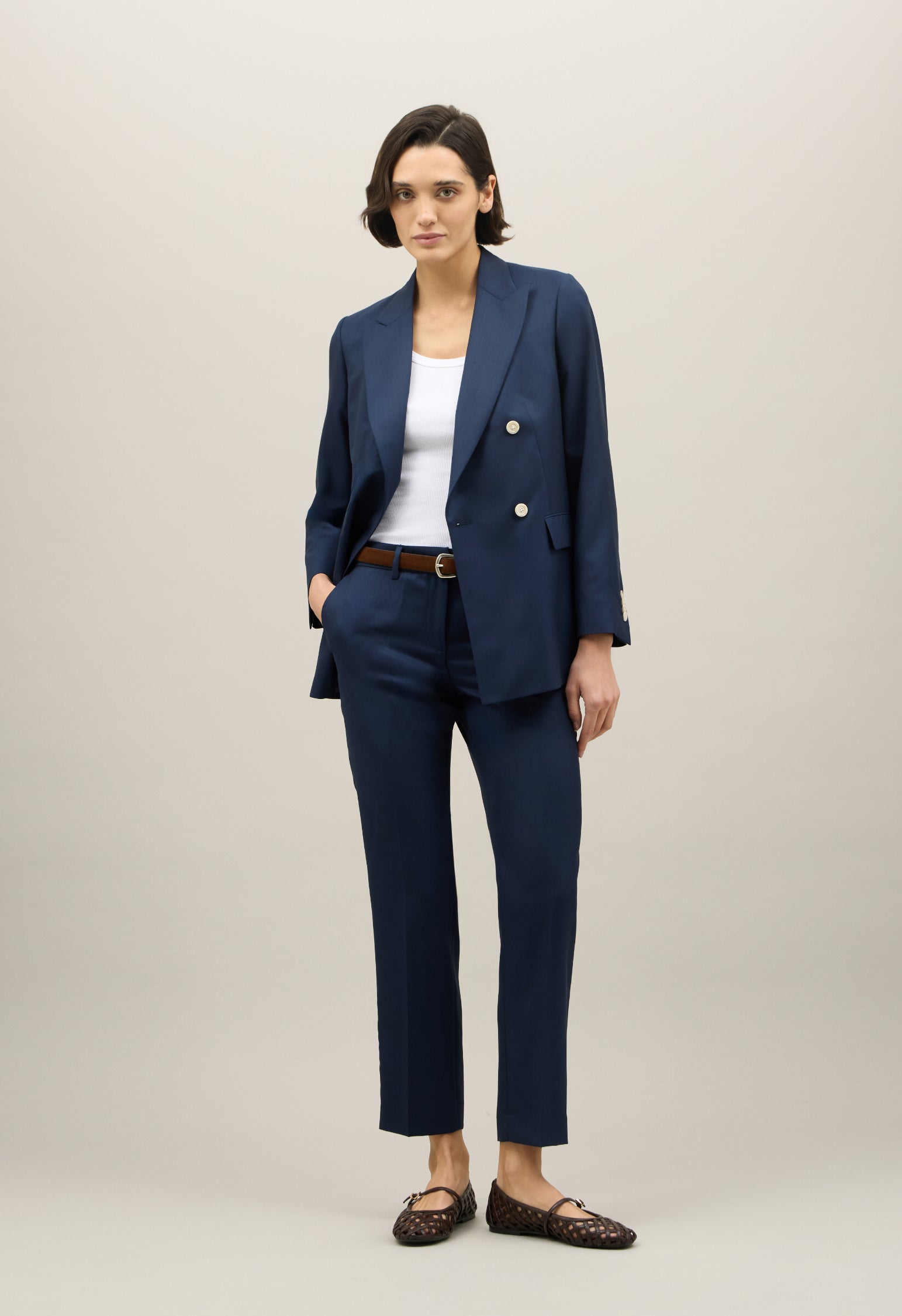 Blauer Blazer Bianca aus Woll-Twill