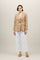 Beige Pinstripe Wool Bianca Blazer