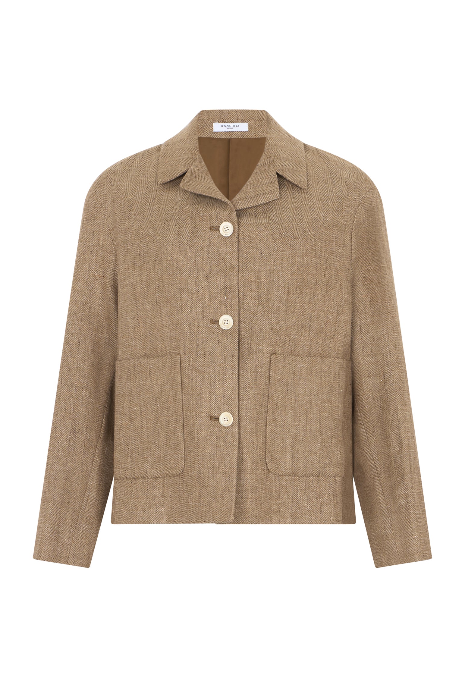 Brauner Blazer Margot aus Leinenmischung mit Fischgrätmuster