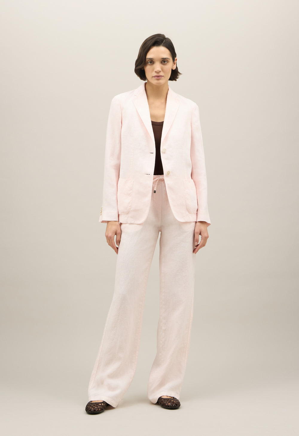 Pink Garment Dyed Linen Brera Blazer