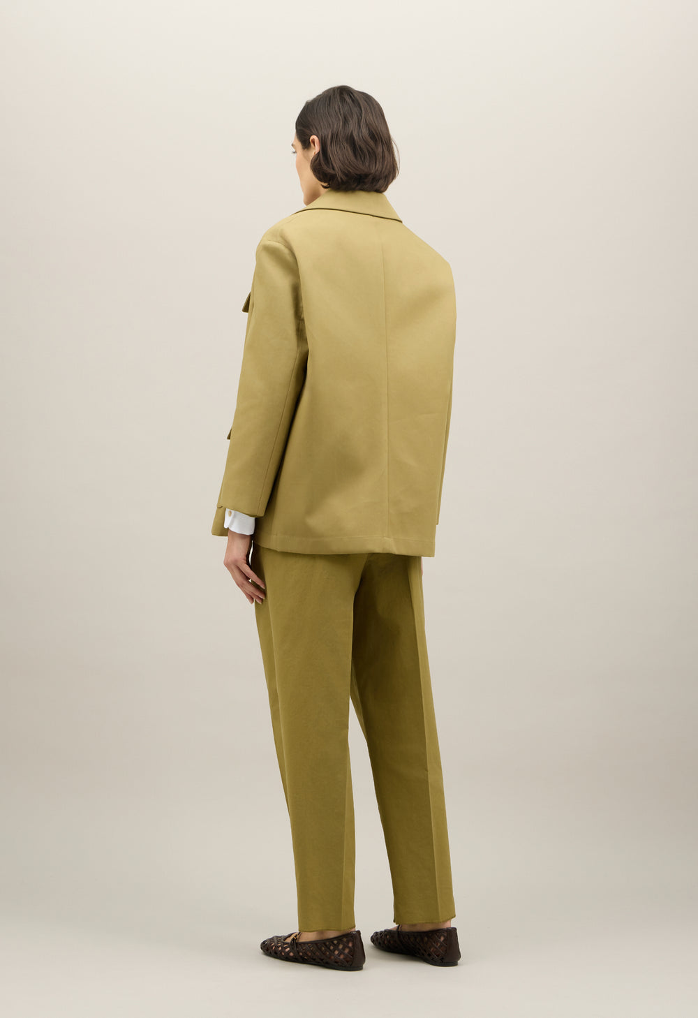 Grüner Blazer Sahara aus doppelter Baumwolle