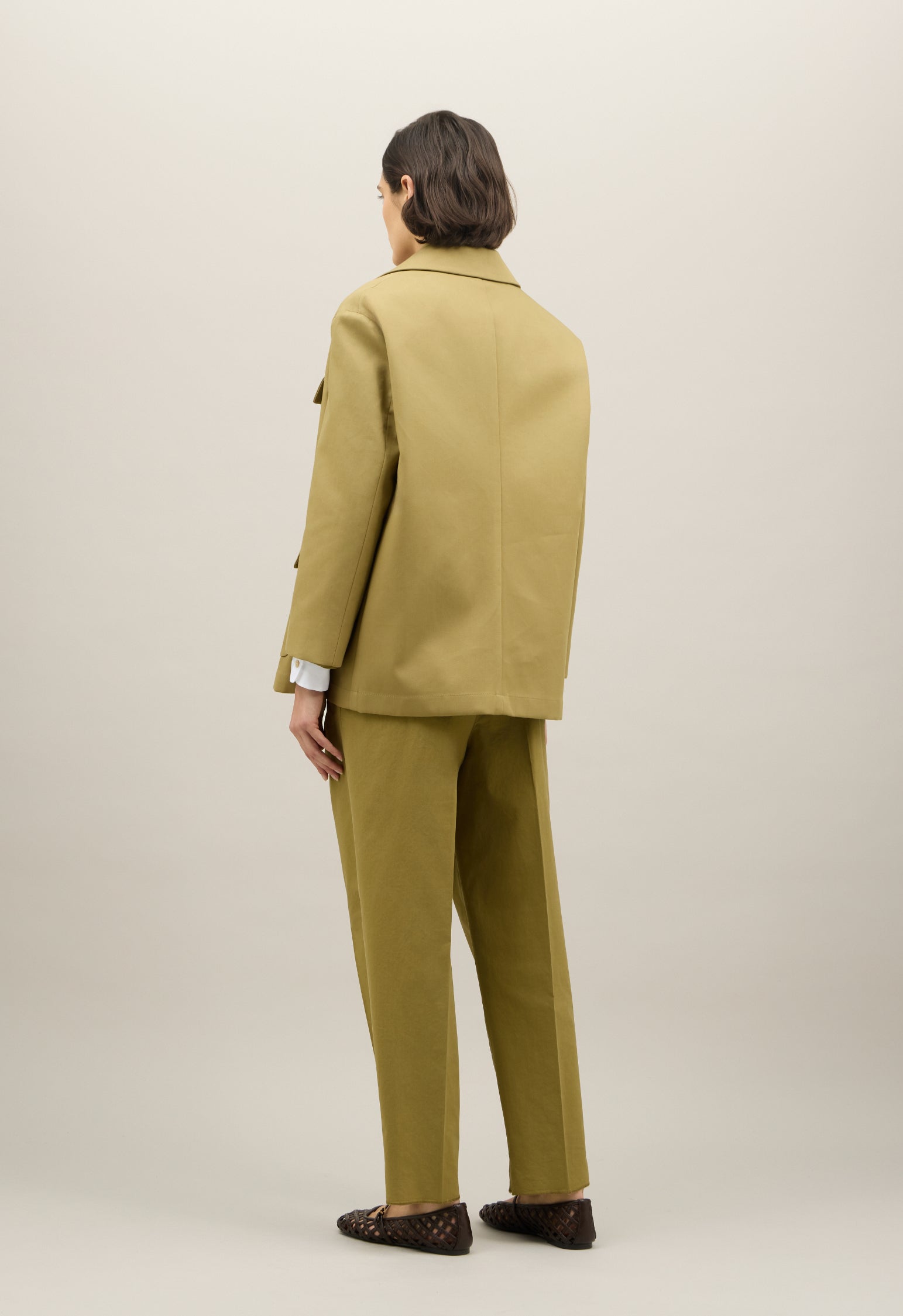 Grüner Blazer Sahara aus doppelter Baumwolle